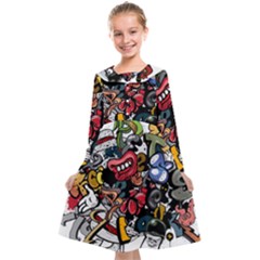 Mural Graffiti Paint Kids  Midi Sailor Dress by 99art