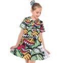 Scooter-motorcycle-graffiti Kids  Short Sleeve Shirt Dress View1