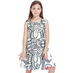 Drawing Clip Art Hand Painted Abstract Creative Space Squid Radio Kids  Skater Dress by 99art