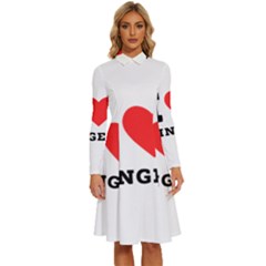 I Love Ginger Long Sleeve Shirt Collar A-line Dress by ilovewhateva