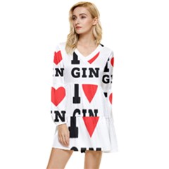 I Love Gin Tiered Long Sleeve Mini Dress by ilovewhateva