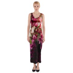 Pink Flower Fitted Maxi Dress by artworkshop