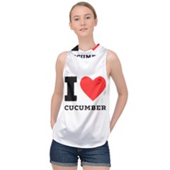 I Love Cucumber High Neck Satin Top by ilovewhateva