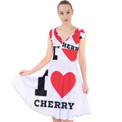 I Love Cherry Cap Sleeve Front Wrap Midi Dress by ilovewhateva