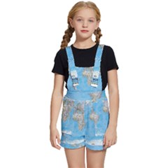 Blue White And Green World Map National Geographic Kids  Short Overalls by B30l