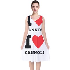 I Love Cannoli  V-neck Midi Sleeveless Dress  by ilovewhateva