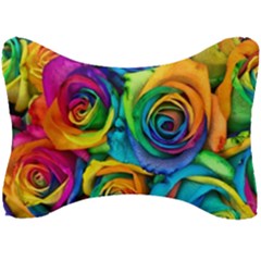 Colorful Roses Bouquet Rainbow Seat Head Rest Cushion by B30l