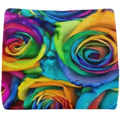 Colorful Roses Bouquet Rainbow Seat Cushion by B30l