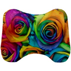 Colorful Roses Bouquet Rainbow Head Support Cushion by B30l