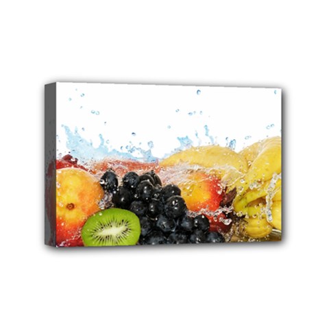 Variety Of Fruit Water Berry Food Splash Kiwi Grape Mini Canvas 6  X 4  (stretched) by B30l