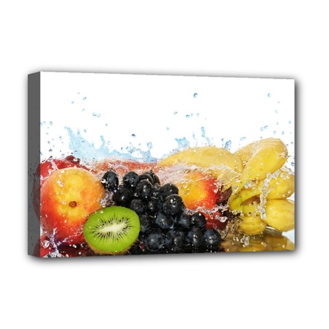 Variety Of Fruit Water Berry Food Splash Kiwi Grape Deluxe Canvas 18  X 12  (stretched) by B30l