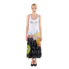 Variety Of Fruit Water Berry Food Splash Kiwi Grape Sleeveless Maxi Dress by B30l