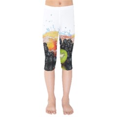 Variety Of Fruit Water Berry Food Splash Kiwi Grape Kids  Capri Leggings  by B30l