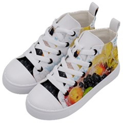 Variety Of Fruit Water Berry Food Splash Kiwi Grape Kids  Mid-top Canvas Sneakers by B30l