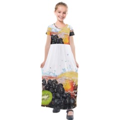 Variety Of Fruit Water Berry Food Splash Kiwi Grape Kids  Short Sleeve Maxi Dress by B30l