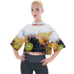 Variety Of Fruit Water Berry Food Splash Kiwi Grape Mock Neck Tee by B30l