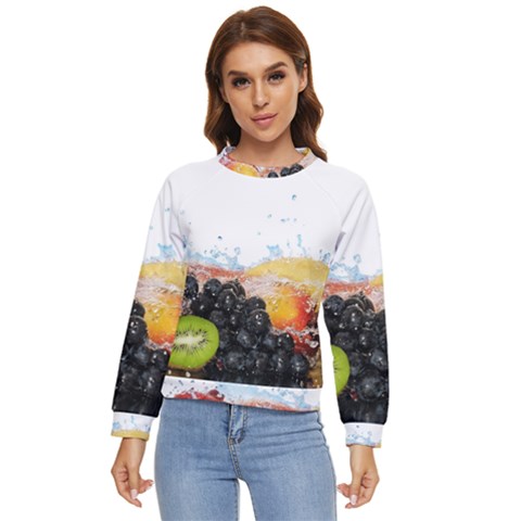 Variety Of Fruit Water Berry Food Splash Kiwi Grape Women s Long Sleeve Raglan Tee by B30l