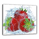 Red Strawberries Water Squirt Strawberry Fresh Splash Drops Canvas 24  x 20  (Stretched) View1