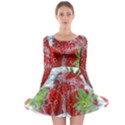 Red Strawberries Water Squirt Strawberry Fresh Splash Drops Long Sleeve Skater Dress View1