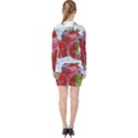 Red Strawberries Water Squirt Strawberry Fresh Splash Drops V-neck Bodycon Long Sleeve Dress View2