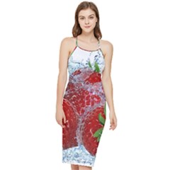 Red Strawberries Water Squirt Strawberry Fresh Splash Drops Bodycon Cross Back Summer Dress by B30l