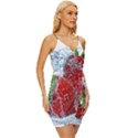 Red Strawberries Water Squirt Strawberry Fresh Splash Drops Wrap Tie Front Dress View3