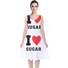 I Love Sugar  V-neck Midi Sleeveless Dress  by ilovewhateva