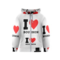 I Love Bourbon  Kids  Zipper Hoodie by ilovewhateva