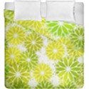 Flowers Green Texture With Pattern Leaves Shape Seamless Duvet Cover Double Side (King Size) View1