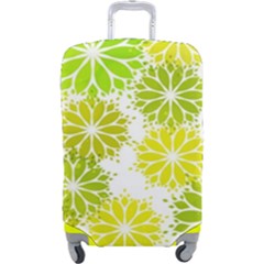 Flowers Green Texture With Pattern Leaves Shape Seamless Luggage Cover (large) by danenraven