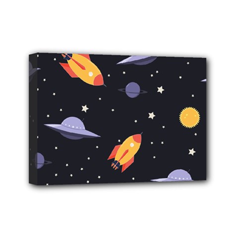 Cosmos Rockets Spaceships Ufos Mini Canvas 7  X 5  (stretched) by Cowasu