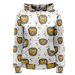 Lion Heads Pattern Design Doodle Women s Pullover Hoodie by Cowasu