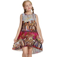 New York Skyline Manhattan City Kids  Frill Swing Dress by Cowasu