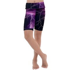 Storm Flashlight Space Nature Kids  Lightweight Velour Cropped Yoga Leggings by Cowasu