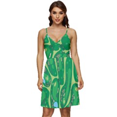 Golf Course Par Golf Course Green V-neck Pocket Summer Dress  by Cowasu