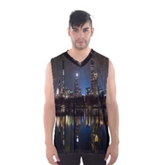 New York Night Central Park Skyscrapers Skyline Men s Basketball Tank Top by Cowasu