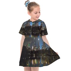 New York Night Central Park Skyscrapers Skyline Kids  Sailor Dress by Cowasu