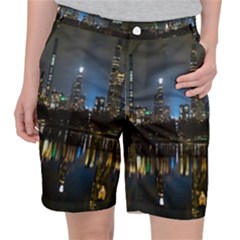 New York Night Central Park Skyscrapers Skyline Women s Pocket Shorts by Cowasu