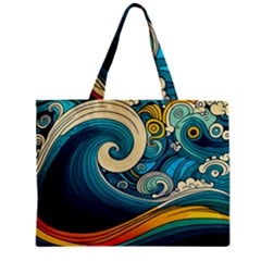 Waves Wave Ocean Sea Abstract Whimsical Abstract Art Zipper Mini Tote Bag by Cowasu