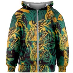 Tiger Kids  Zipper Hoodie Without Drawstring by danenraven