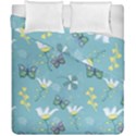 Butterfly Flower Blue Background Duvet Cover Double Side (California King Size) View1