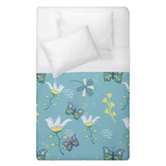 Butterfly Flower Blue Background Duvet Cover (single Size) by danenraven