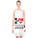 I love pineapple juice Halter Collar Waist Tie Chiffon Dress View1