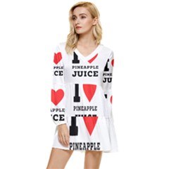 I Love Pineapple Juice Tiered Long Sleeve Mini Dress by ilovewhateva