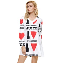 I Love Strawberry Juice Tiered Long Sleeve Mini Dress by ilovewhateva