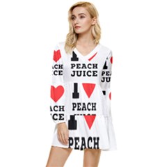 I Love Peach Juice Tiered Long Sleeve Mini Dress by ilovewhateva