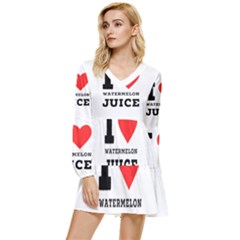 I Love Watermelon Juice Tiered Long Sleeve Mini Dress by ilovewhateva