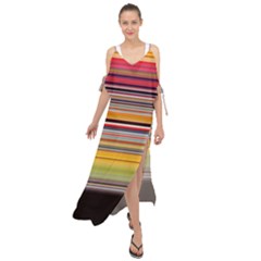 Neopolitan Horizontal Lines Strokes Maxi Chiffon Cover Up Dress by Bangk1t