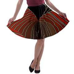 Red Gold Black Voracious Plant Leaf A-line Skater Skirt by Bangk1t