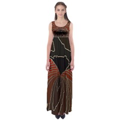 Red Gold Black Voracious Plant Leaf Empire Waist Maxi Dress by Bangk1t